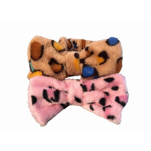 Fuzzy Bow Leopard Print Headbands